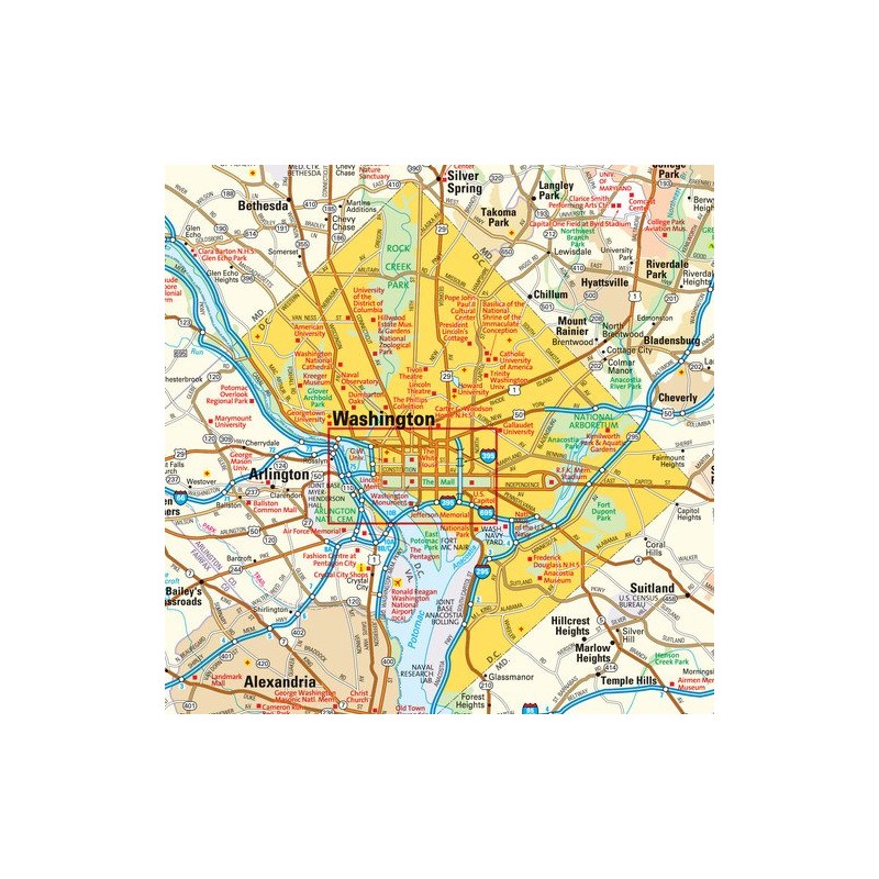 Washington, DC Wall Map - 11.5" x 14.75" Paper