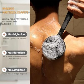 Cepillo Corporal Silicona Set Piezas Espalda Mango Largo Manual Limpieza Profunda Baño Ducha