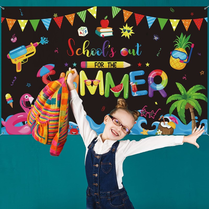 School's Out for The Summer Backdrop Pool Party Decorations End