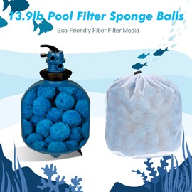 Zubebe 13.9 lbs Pool Filter Balls Pool Filter Media Balls Fiber Filter Media for Swimming Pool Sand Filters and Bath Center Bathtubs Spas Aquarium Fish Tank Grime Cleaning Scum, Blue