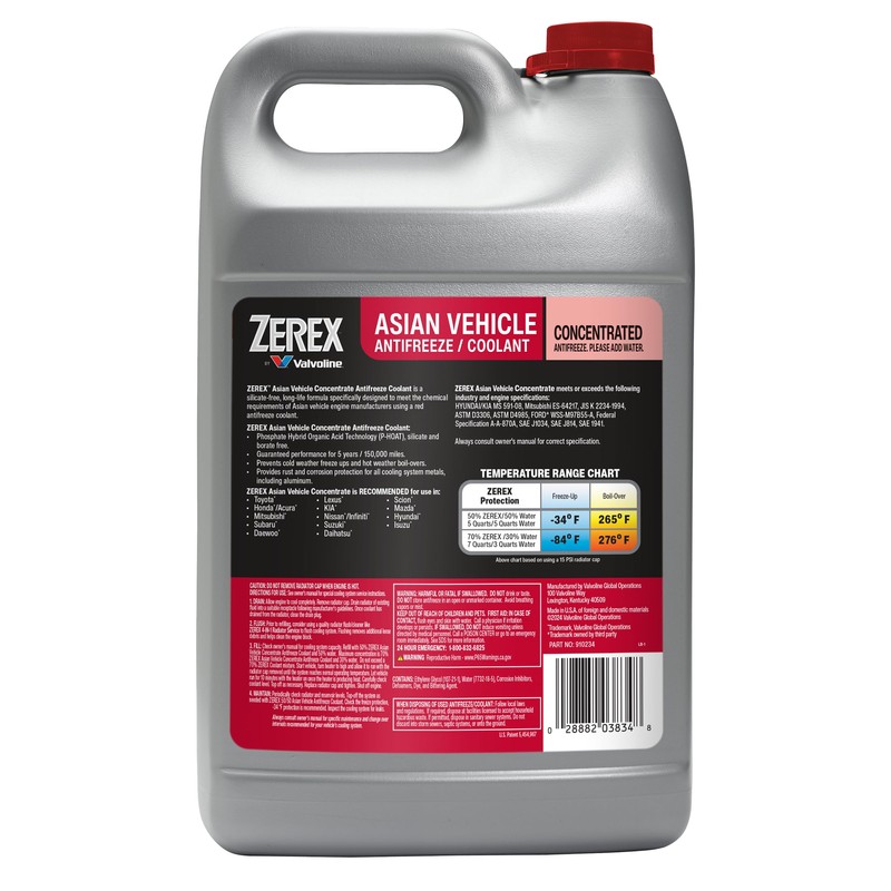 Zerex Asian Vehicle Red Antifreeze Coolant Concentrate 1 Gallon