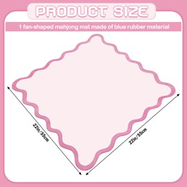 VioraWhite 22" Mini Majiong Mat for Travel Set Cute Scalloped Small Anti Slip Noise Reduction Mahjong Accessories Gifts Domino & Tile Game Table Mat (Pink)