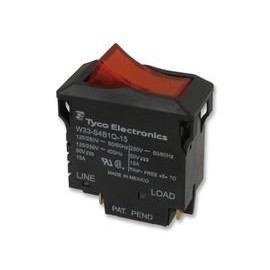 TE CONNECTIVITY/Potter & BRUMFIELD W33-S4B1Q-15 Circuit Breaker, Thermal, 2P, 250V, 15A