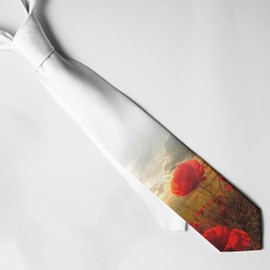ShopQuality4U Poppy remembrance Flanders Field Mens Printed Neck Tie - Polyester - Great Gift - Half Tie Print