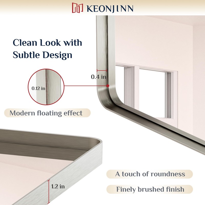Keonjinn 22 x 30 Brushed Nickel Bathroom Mirrors for Over
