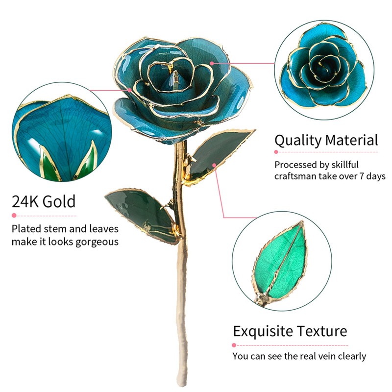 24 Carat Gold Trimmed Rose Flower Gift for Her Valentine's