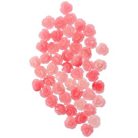 50 Pcs Pink Rose Beads 10mm Pink Shell Rose Carved Loose Beads Flower Spacer Beads Rose Charms Bracelet Necklace DIY Jewelry Making