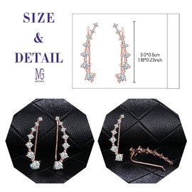 MICGIGI Women's 925 Sterling Silver Stud Earrings Seven Stars Cubic Zirconia Earrings Ear Clip Earrings