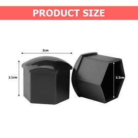 CGEAMDY 20 Wheel Bolt Caps, 17 mm Car Screws Cap, Universal Hex Tyre Nut Covers, with Disassembly Tool Set for Cars, General Accessories for Car Exterior (Black)