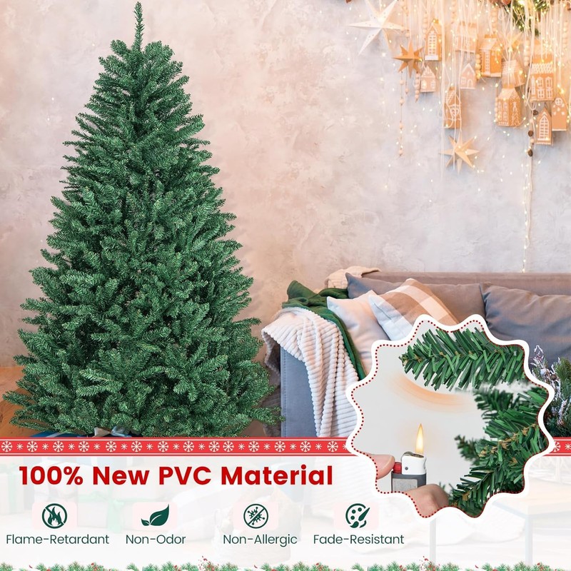 VONSLAR 5ft Premium Spruce Artificial Holiday Christmas Tree for Home,
