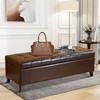 Edeco Faux Leather Rectangular Storage Bench Ottoman Tufted Footrest with