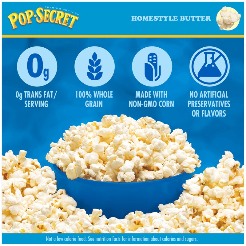 Pop Secret Popcorn, Homestyle Butter Microwave Popcorn, 3 Ounce (Pack