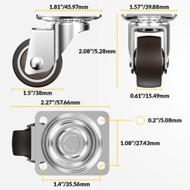 HOLKIE Caster Wheels 1.5 inch, Heavy Duty Furniture Casters Set of 4, Rubber Castors No Noise, Ball Bearing Swive Castor Wheels for Furniture Holding 200 LBS,Made for Desk,Night Stand,Shoe Rack
