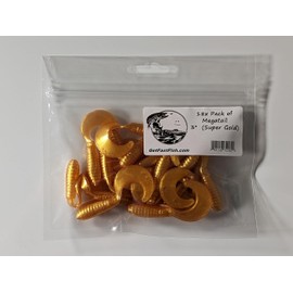 18x Pack of Megatail 3" Fishing Lures Soft Plastic Curly Tail Grubs (Super Gold)