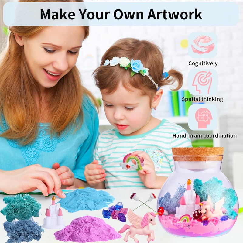 YUEJIDZ Light-Up Terrarium Kit for Girls, DIY Arts & Crafts