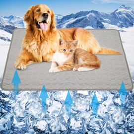 Pet Dog Cooling Bed Mats,Self Cooling Pet Dog Cool Mat Pads for Dogs Cats Indoor and Outdoor (Grey, Large)