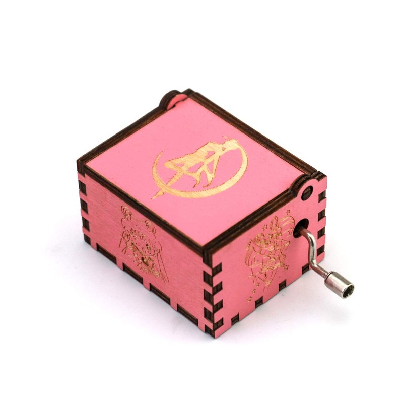 Sailor Moon Music Box Hand Crank Carved Wooden Musical Box,Musical