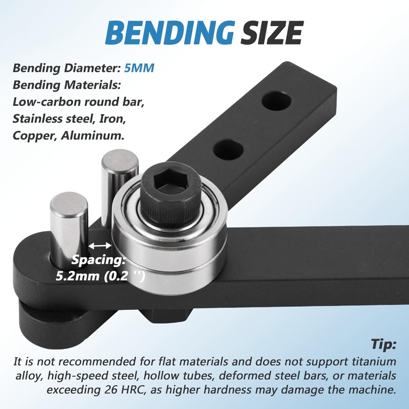 Manual Rod Bender, Rebar bender, 1/5''(5mm)
