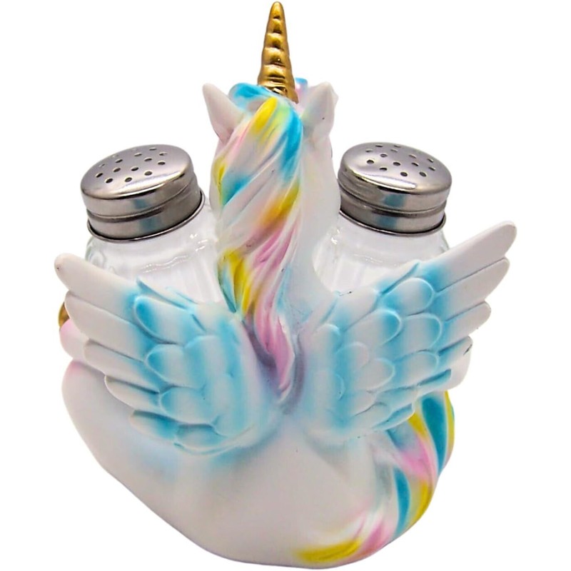 Wowser Sitting Unicorn Salt and Pepper Shaker Holder, Whimsical Salt