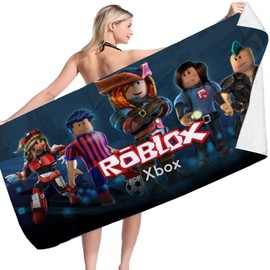 FISAPBXC Robllox Beach Towel, Robot Cartoon Bath Towel Beach Anime Children Super Absorbent Bath Towels Microfibre Towels Quick Drying Bath Towel for Travel Sports Outdoor Teenagers Adults