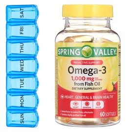 Spring Valley Omega-3 Fish Oil, Heart and Brain Health, Dietary Supplement - 60 Softgels - New