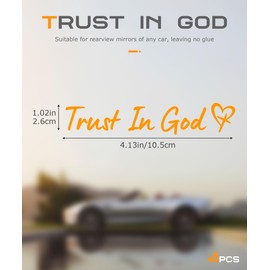 SCUARI 4PCS Car Stickers,Car Accessories Trust in God Rearview Mirror Sticker,Christian Auto Stickers and Decals,Auto Decals for Women,Rearview Mirror Decoration,Fit for Cars Trucks SUVs (Orange)
