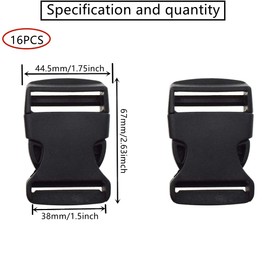 HUAZIZ 16 Pcs Schnalle- Double Side Release Schnallen - Steckverschluss, Kunststoff Klickverschluss,Steckschnalle, Ersatzschnalle, Buckle für Rucksack,für 38mm Gurtband