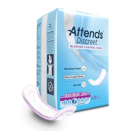 Attends Discreet Bladder Control Pads, Moderate Absorbency, One Size Fits Most, 14 1/2 in, 20 Count, 1 Pack