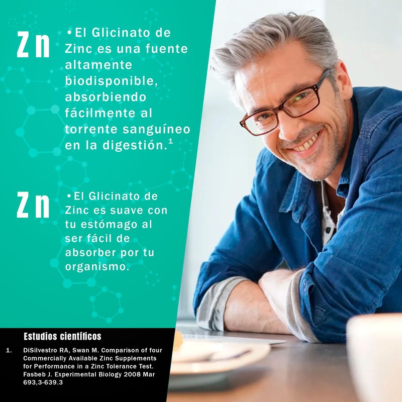 Bisglicinato de Zinc | Mayor absorción | con Cúrcuma y