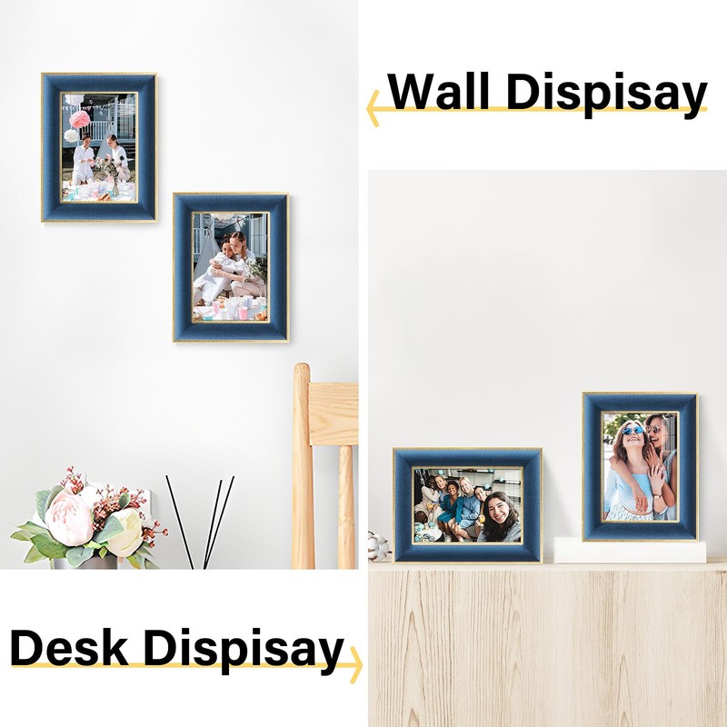 KSROECUD 5x7 Velvet Picture Frame, Navy Blue Photo Frames with
