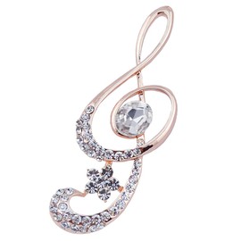 FENGJI Music Note Crystal Brooch Pin Rhinestone Scarves Wedding Clip for Women 3 Colors for Choice Gold White