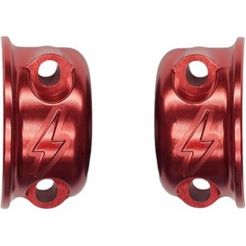 Lightning Logo Brake Clutch Perch Half Clamps for Harley Sportster, Softail, Dyna, Touring, Road Glide, Street Glide (Red)