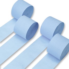 PartyWoo Crepe Paper Streamers 4 Rolls 328ft, Pack of Crepe Paper Pastel Blue Party Streamers, Crepe Paper for Birthday Decorations, Party Decorations, Wedding Decorations (1.8 in x 82 Ft/Roll)