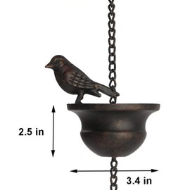 7.87ft Rain Chimes with Attached Hanger and 8 Birds Rain Chains, Gutter Chains,