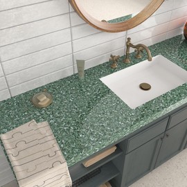 EaseStick Emerald Green Granite Contact Paper Peel and Stick Countertops Waterproof Glossy Marble Contact Paper 15.7"x160" Self Adhesive Marble Wallpaper Green Vinyl Countertop Wrap for Kitchen Table