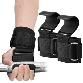 Weight Lifting Hooks Straps Pair, Gym Lifting Straps Non-Slip Rubber Coated Grips,8mm Neoprene Padded Wrist Wrap Support Power lifting Barbell Rows Dead lifts Chin Pull Up Training Straps