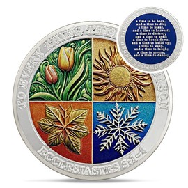 Delicate Four Seasons Christian Challenge Coin - Encourage Pocket Bible Verses Coins for Study Worry Anxiety - Ecclesiastes 3 1-4 Religious Mental Health Coin - Good Luck Gifts for Men Women