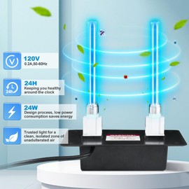 Air Scrubber R2000 UVC Light for HVAC System Dual Lamp 24w Power Consumption,110V Work Around The Clock, Four Lamps