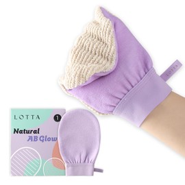 LOTTA Dual-Sided Exfoliating Gloves - Natural Viscose & Sisal for Deep Body Scrub & Massage - Gentle for Sensitive Skin - Replaces Loofah (Purple-Medium)