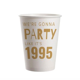 SharkBliss 1995 30th Birthday Party Cups, 20 Pack 9oz Gold We're Gonna Party Like It's 1995 30th Birthday Disposable Paper Cups for His Her Thirty 30th Birthday (Gonna 1995)
