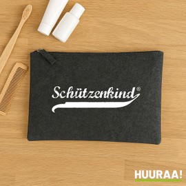 Huuraa Kulturbeutel Schützenkind Vintage Geschenk 1 Liter Charcoal Filz Schützenkind Geschenkidee