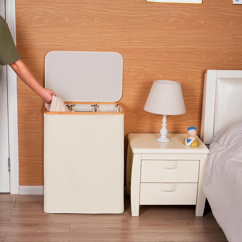 efluky Laundry Hamper with Lid, Trio Laundry Hamper with 3