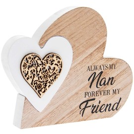 The Leonardo Collection LP44048 Plaque | Double Heart Always My Nan | 1 Piece-15x2x12 cm Accessory, White