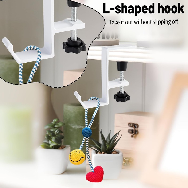 Desk Mount Bag Holder Hook Clamp, 2Pcs Clamp-On Under Desk