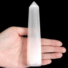 Large Selenite Rods Gemstones Rod Selenite Crystal Tower for Reiki Balancing Meditation Energy Cleaning Protection Therapy and Home Decoration 13.7-13.8 cm Height 1 Piece