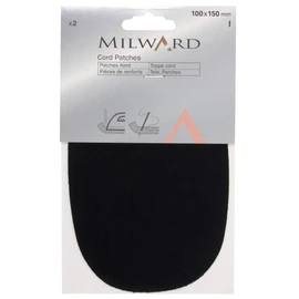 Iron-On or Sew On Cord Patches, Black