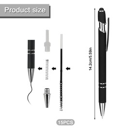 YWKJDDM Ballpoint Pen with Stylus Tip, 15PCS Retractable Ballpoint Pens, 2 in 1 Stylus Ballpoint Pen 1.0 mm Black Ink Metal Pen Stylus Pen for Work Colleagues Office Gift