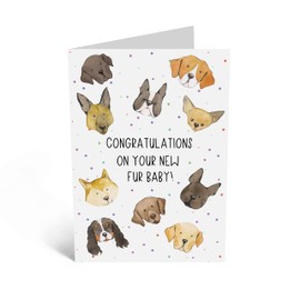 CENTRAL 23 Congratulations Card for Men and Women - 'On your New Fur Baby' - Puppy Greeting Card for Fur Mom & Dad - Cute Greeting Card for Dog Lovers - Card for New Pet - Comes with Stickers