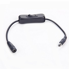 LUYING Intermediate Switch Male Splitter Cable for Security Camera LED Tape Lie Tape Light Inline Rocker Switch DC Switch Strip Light Wire Switch Female to Male (Black, 1 Pack)