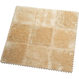 HemingWeigh Fuzzy Area Rug - 9 Fluffy Carpet Tiles for Kids, sand
